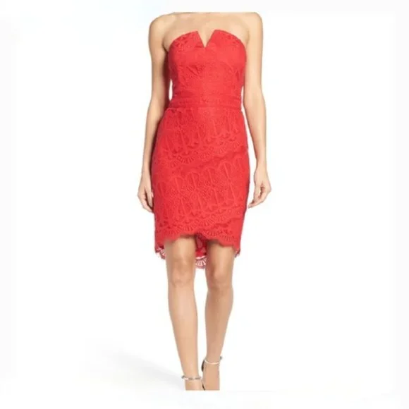 Adelyn Rae Strapless Lace Dress - Women's Dresses